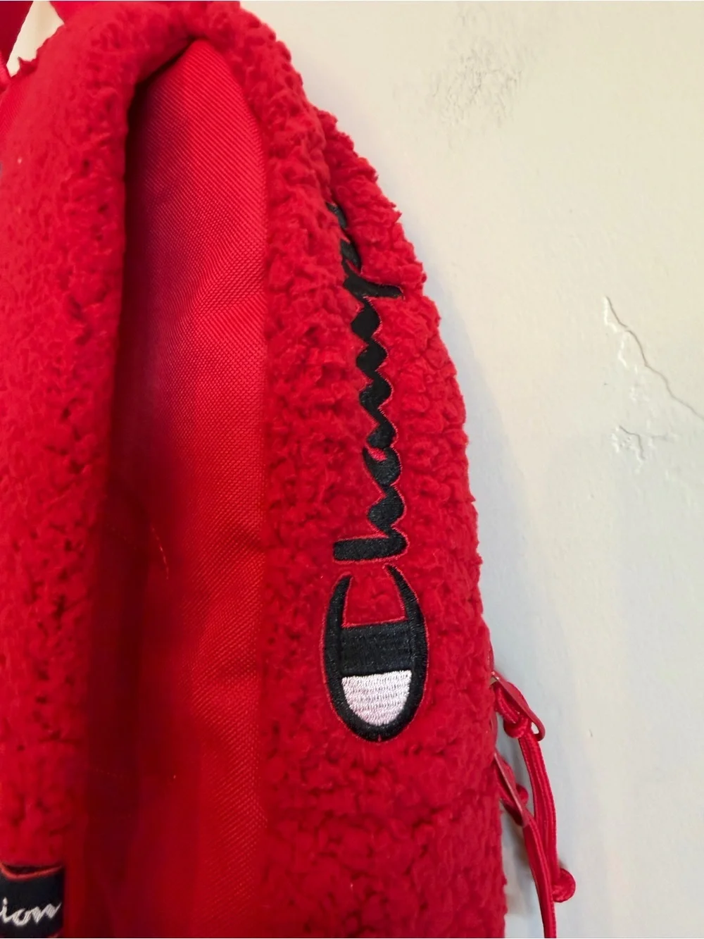 CHAMPION Red Sherpa Mini Logo Backpack
